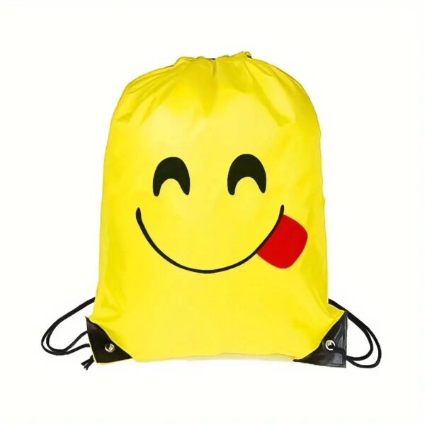 Geel emoji gymtas, 39x30 cm, 10L, lichtgewicht (90g) polyester. Unisex en perfect voor dagelijks gebruik. Breng vrolijkheid in je dag!