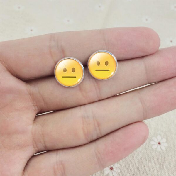 emoji oorbellen met rechte mond - Afbeelding 2