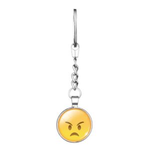 Een emoji sleutelhanger met een boze blik die je sleutelbos een vleugje emotie geeft