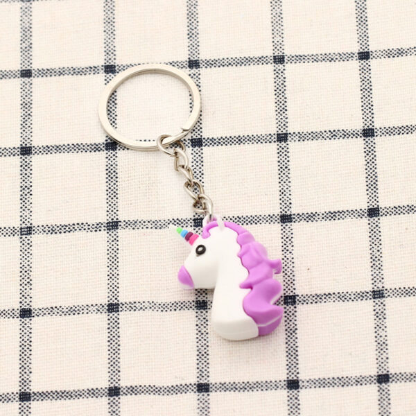 5x Paarse Unicorn Emoji Sleutelhanger - Afbeelding 3