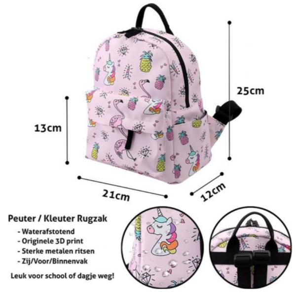 Zomerse Kleine Rugzak | unicorn flamingo | 7 Liter - Afbeelding 5