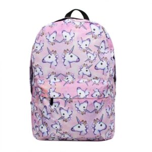"Betoverende unisex unicorn rugzak voor kinderen, met laptopvak en kleurrijk eenhoornontwerp, 38x29x14 cm, 15 liter, polyester."