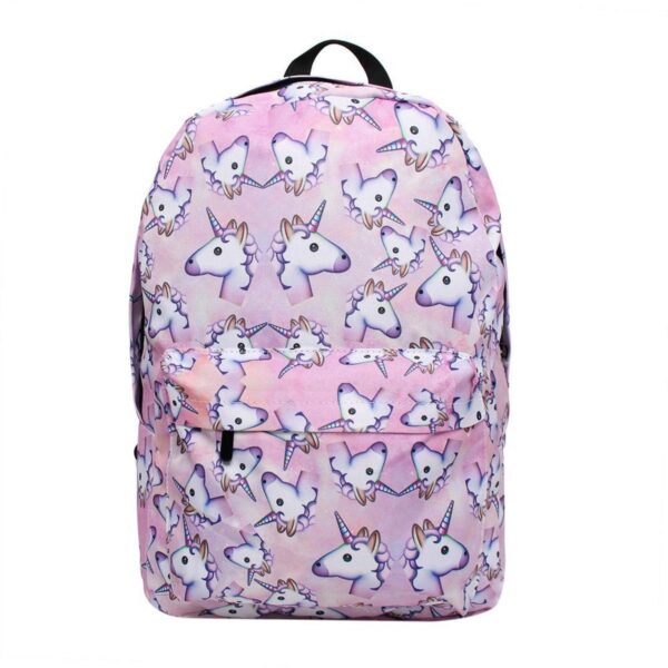 "Betoverende unisex unicorn rugzak voor kinderen, met laptopvak en kleurrijk eenhoornontwerp, 38x29x14 cm, 15 liter, polyester."