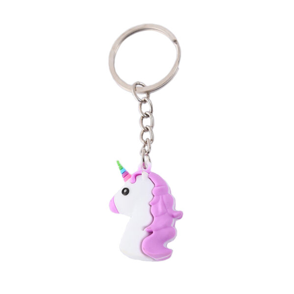 5x Paarse Unicorn Emoji Sleutelhanger - Afbeelding 2
