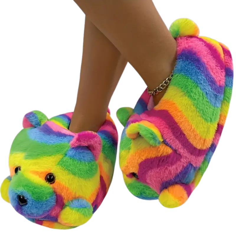 Regenboog Beer Sloffen | Dieren Sloffen | Maat 32 t/m 38